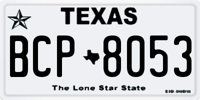 TX license plate BCP8053