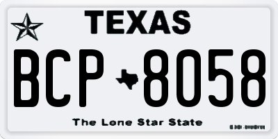 TX license plate BCP8058