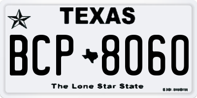 TX license plate BCP8060