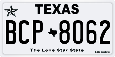 TX license plate BCP8062