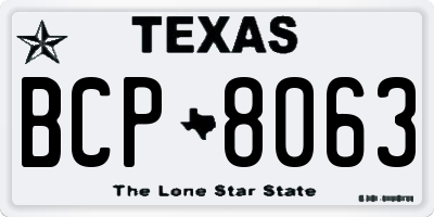 TX license plate BCP8063