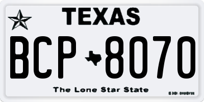 TX license plate BCP8070
