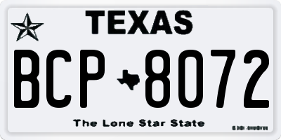 TX license plate BCP8072