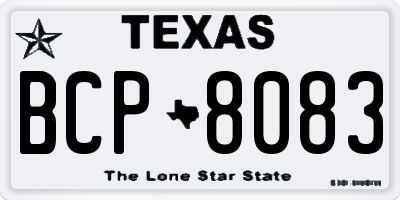 TX license plate BCP8083