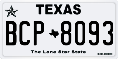 TX license plate BCP8093