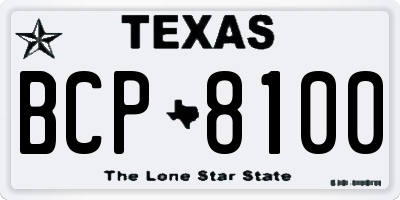 TX license plate BCP8100