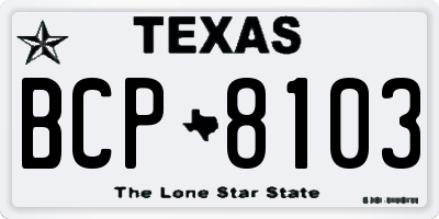 TX license plate BCP8103