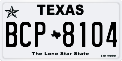TX license plate BCP8104