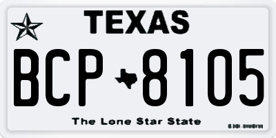 TX license plate BCP8105