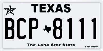 TX license plate BCP8111