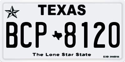 TX license plate BCP8120