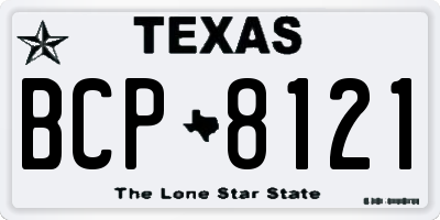 TX license plate BCP8121
