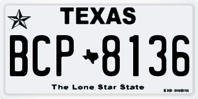 TX license plate BCP8136