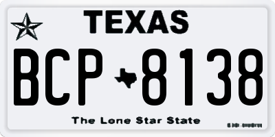 TX license plate BCP8138