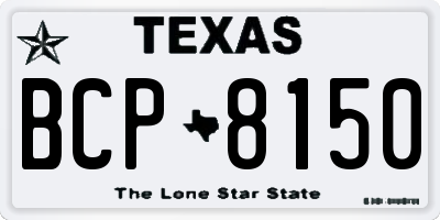 TX license plate BCP8150