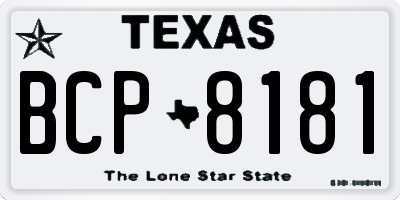 TX license plate BCP8181