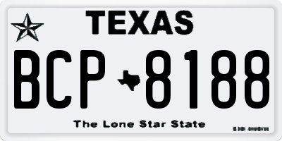 TX license plate BCP8188