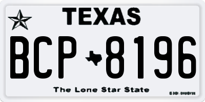 TX license plate BCP8196