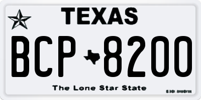 TX license plate BCP8200
