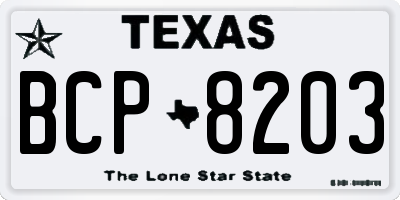 TX license plate BCP8203