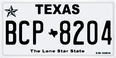 TX license plate BCP8204