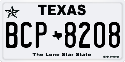 TX license plate BCP8208
