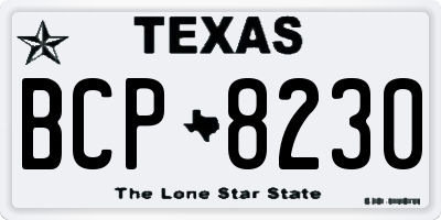 TX license plate BCP8230