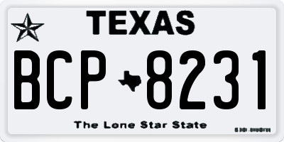 TX license plate BCP8231