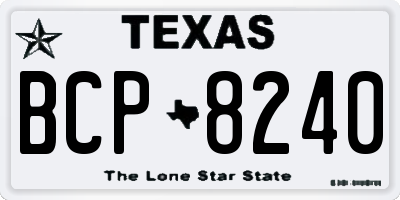 TX license plate BCP8240