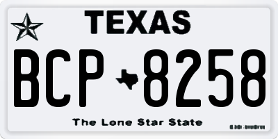 TX license plate BCP8258