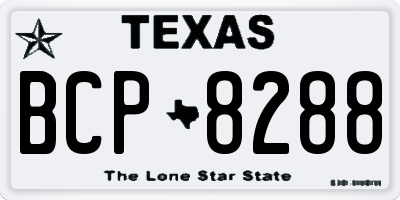 TX license plate BCP8288