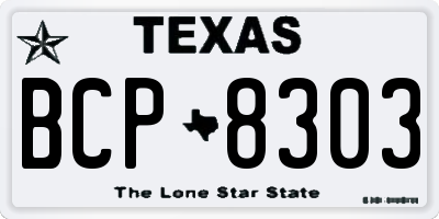 TX license plate BCP8303