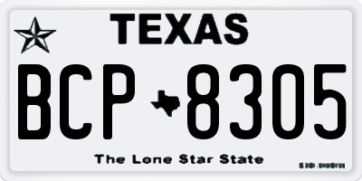 TX license plate BCP8305