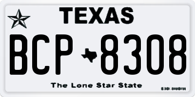 TX license plate BCP8308