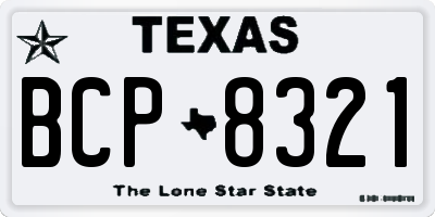 TX license plate BCP8321