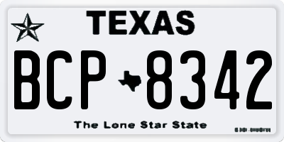 TX license plate BCP8342