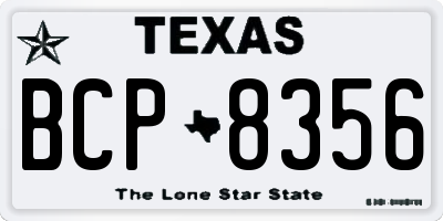 TX license plate BCP8356