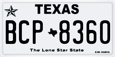 TX license plate BCP8360