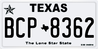 TX license plate BCP8362