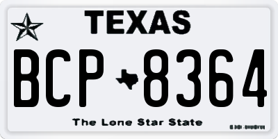 TX license plate BCP8364