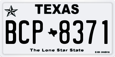 TX license plate BCP8371