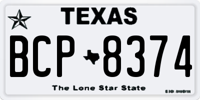 TX license plate BCP8374
