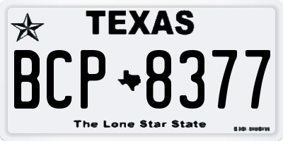 TX license plate BCP8377