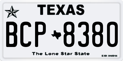 TX license plate BCP8380