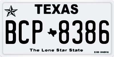 TX license plate BCP8386