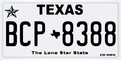 TX license plate BCP8388