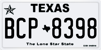 TX license plate BCP8398