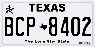 TX license plate BCP8402