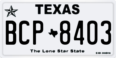 TX license plate BCP8403