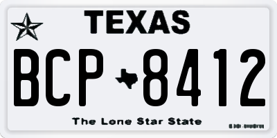 TX license plate BCP8412
